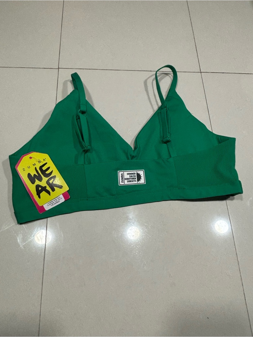 Zumba Fitness Green Triangle Bikini Top with Adjustable Straps